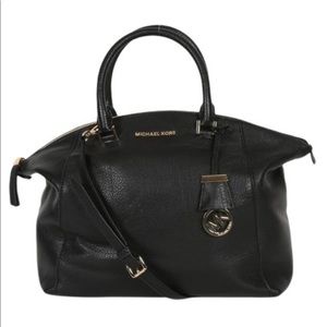 Michael Kors Pebbled-Leather Riley Satchel (Black)